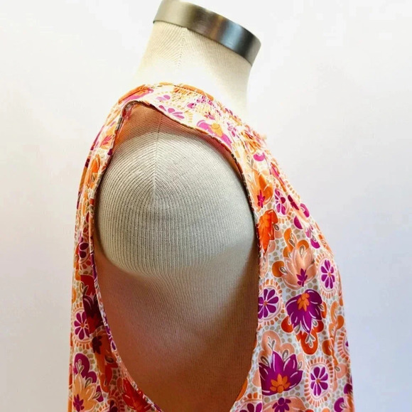 NWT CROFT & BARROW Women Sleeveless Pullover Keyhole Neckline Floral Shirt Sz XL - Picture 6 of 13